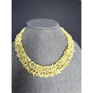 Semi Precious Stone Collar Choker Yellow 18” Chunky Boho Coastal Festival Artsy